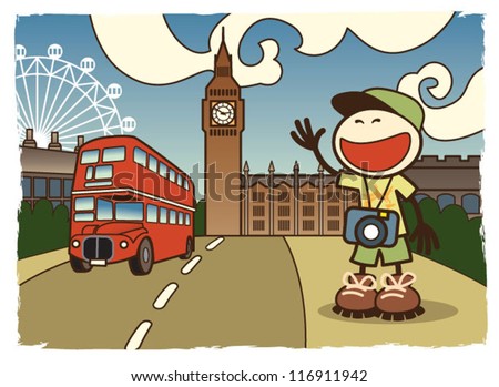 Happy Tourist In London - Vector - 116911942 : Shutterstock