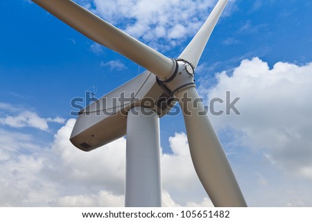 Close up of wind turbine, environment friendly energy, Thailand