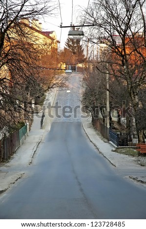 Cityscape - The road going to the descent in Lvov, Ukraine