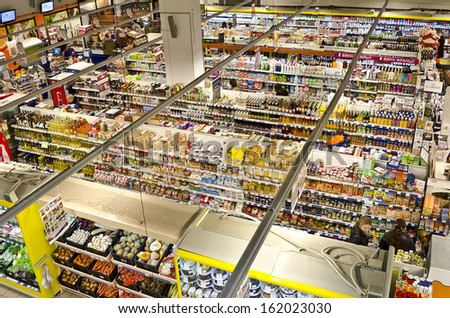 KIEV, UKRAINE - OCTOBER 01: In Suvorov Street in the center of Kiev, opened supermarket \