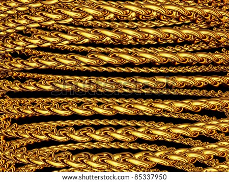Gold chain in the form of a spiral, isolated over black