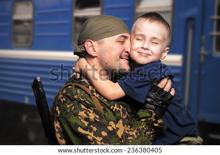 son\'s meeting with the father who came back from war