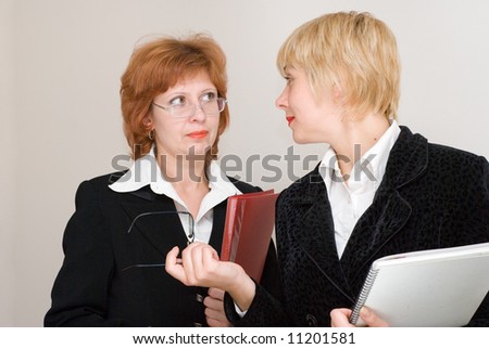 Dialogue of two business women. Emotions