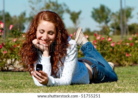 talking woman on grass
