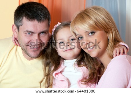 Portrait happy family indoor house