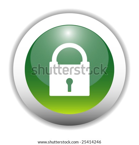 Glossy Lock Sign Icon Button
