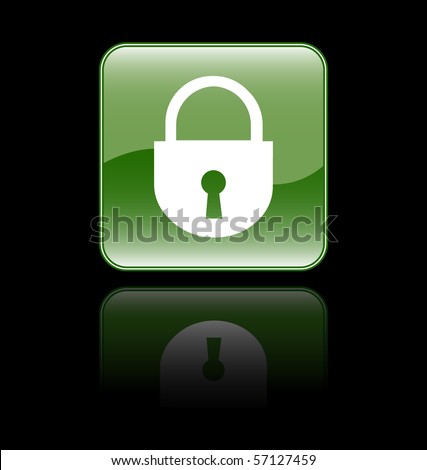 Glossy Lock Sign Icon isolated on Black