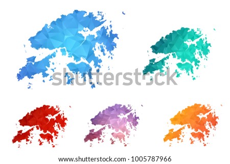 Variety color polygon map on white background of map of hong kong symbol for your web site design map logo, app, ui, Travel vector eps10, concept Illustration.