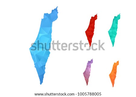 Variety color polygon map on white background of map of Israel symbol for your web site design map logo, app, ui, Travel vector eps10, concept Illustration.