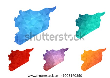 Variety color polygon map on white background of map of Syria symbol for your web site design map logo, app, ui, Travel vector eps10, concept Illustration.