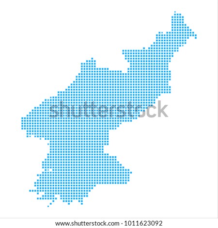 Pixel mosaic blue dot map on white background of map of North Korea symbol for your web site design map logo, app, ui, Travel vector eps10, concept Illustration.