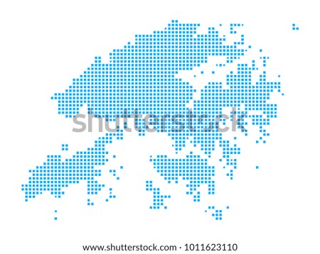Pixel mosaic blue dot map on white background of map of hong kong symbol for your web site design map logo, app, ui, Travel vector eps10, concept Illustration.
