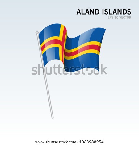 Aland Islands waving flag isolated on gray background