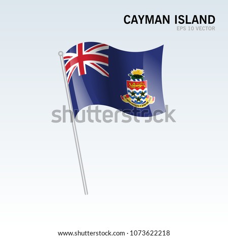 Cayman Islands waving flag isolated on gray background