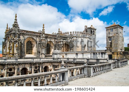Top of Dom Joao III Cloister (Renaissance masterpiece) in the Templar Convent of Christ in Tomar, Portugal. UNESCO World Heritage