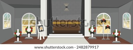 Cute and nice design of funeral home and interior objects vector design