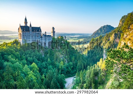 Picturesque landscape with the Neuschwanstein Castle. Germany
