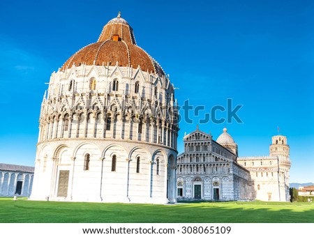 The duomo and tower of Pisa situated in Tuscany, Italy is considered to be one of the seven Wonders of the Medieval World.