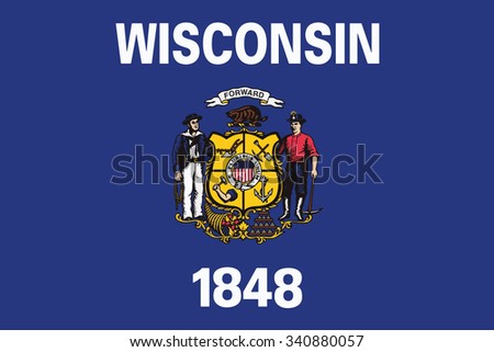 Flag of Wisconsin state of the United States. Vector illustration.