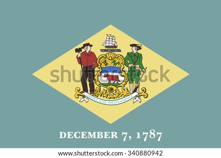 Flag of Delaware state of the United States. Vector illustration.