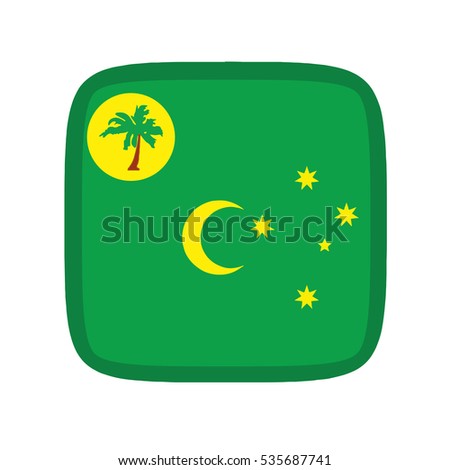 3D button Flag of Cocos Island. Vector illustration.