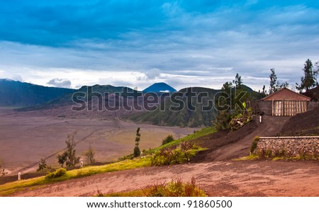 View of path and desert of Mount Bromo Volcano, East Java, Indonesia