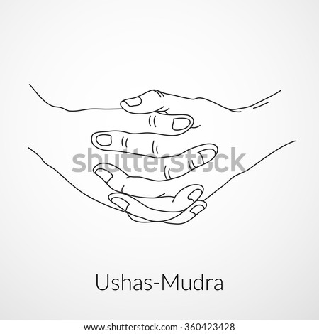 Hand in yoga mudra (Ushas-Mudra). Vector illustration. Yogic hand gesture.