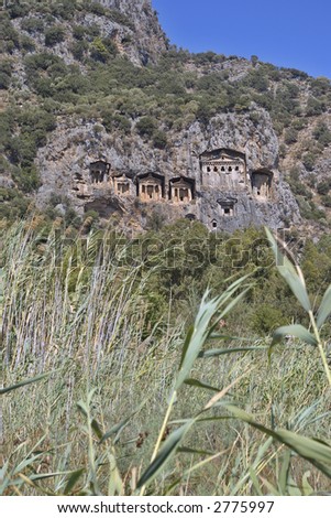 Ancient Lycian King Tombs at Dalyan Kaunos, Turkey