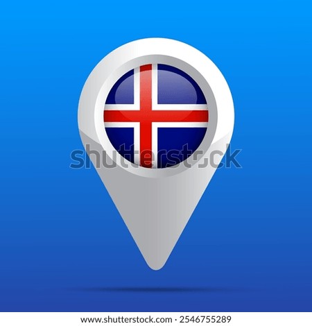 Iceland Flag Map Icon. Glossy icon. 3D. Vector Illustration.