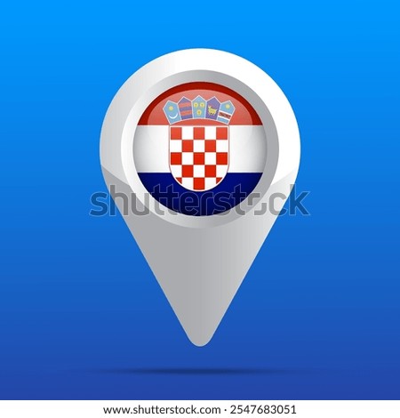 Croatia Flag Map Icon. Glossy icon. 3D. Vector Illustration.