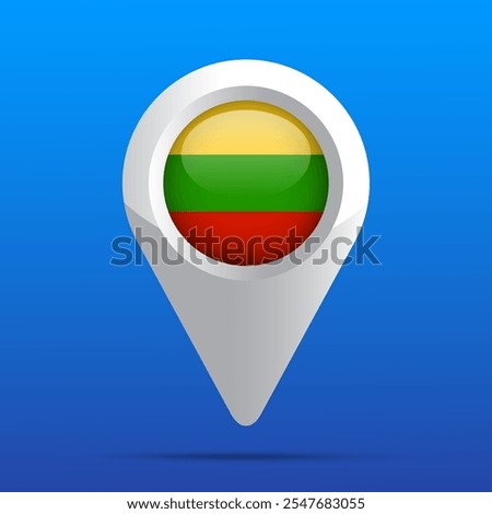 Lithuania Flag Map Icon. Glossy icon. 3D. Vector Illustration.