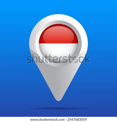 Monaco Flag Map Icon. Glossy icon. 3D. Vector Illustration.