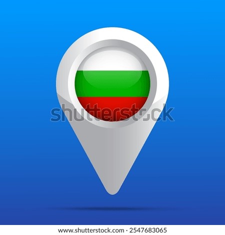 Bulgaria Flag Map Icon. Glossy icon. 3D. Vector Illustration.