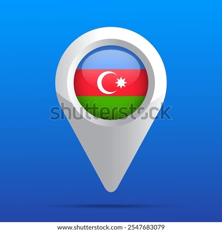 Azerbaijan Flag Map Icon. Glossy icon. 3D. Vector Illustration.