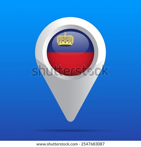 Liechtenstein Flag Map Icon. Glossy icon. 3D. Vector Illustration.