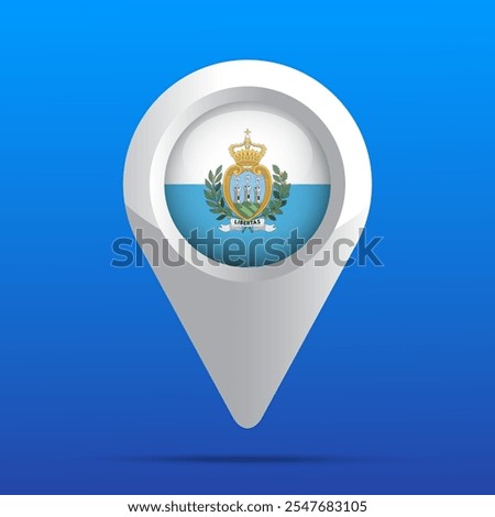 San Marino Flag Map Icon. Glossy icon. 3D. Vector Illustration.