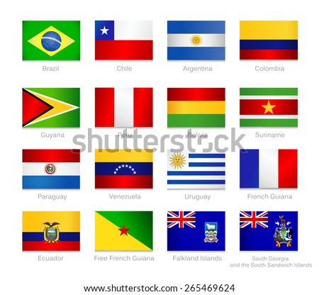 South America Detailed Flags Set Of All Continent Countries And ...