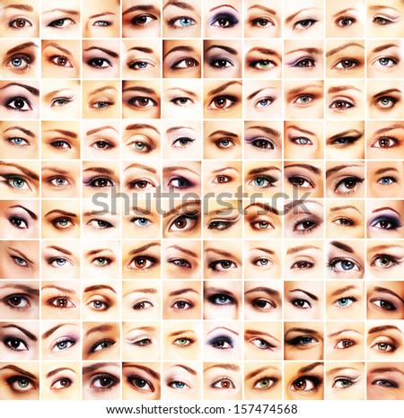 Collection of many different and beautiful female eyes