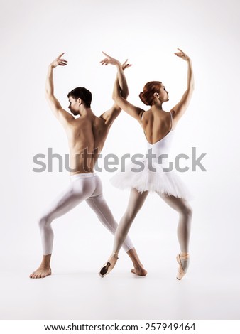 Couple of sporty ballet dancers in a classic performance