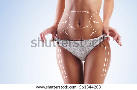 Similar – Image, Stock Photo Slender woman in swimsuit relaxing at poolside