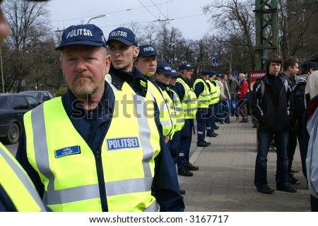 Police officers arrest people in Tallinn Estonia  26.04.07
