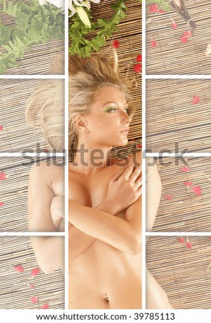 Attractive woman getting spa treatment in exotic atmosphere