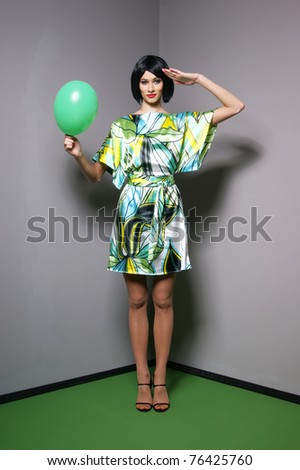 Fashion shoot of young attractive woman in retro style