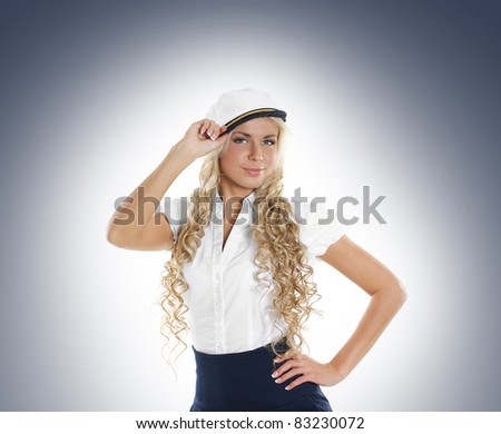 Sexy female sailor isolated over white background