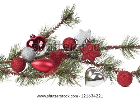 Christmas Background With Tree And Decoration Stock Photo 121634221 ...