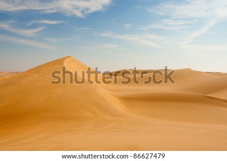 Sand dunes in the desert near Dubai