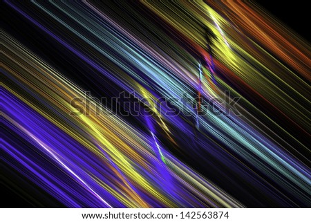 Digital fractal image stripes abstract modern art on black background.