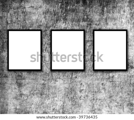 Blank photo frames on wall texture - Stock Image - Everypixel