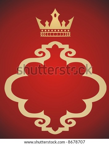 Gold Crown ond red background - vector
