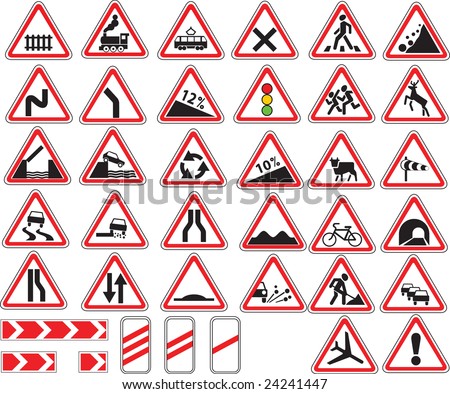 Warning Traffic Signs Stock Vector Illustration 24241447 : Shutterstock